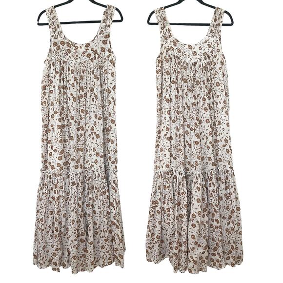 Daughters of India Bohemian Floral Maxi Dress - Cream and Brown - Picture 6 of 13